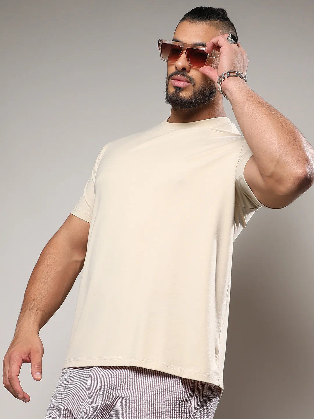 Beige Basic Regular Fit T-Shirt