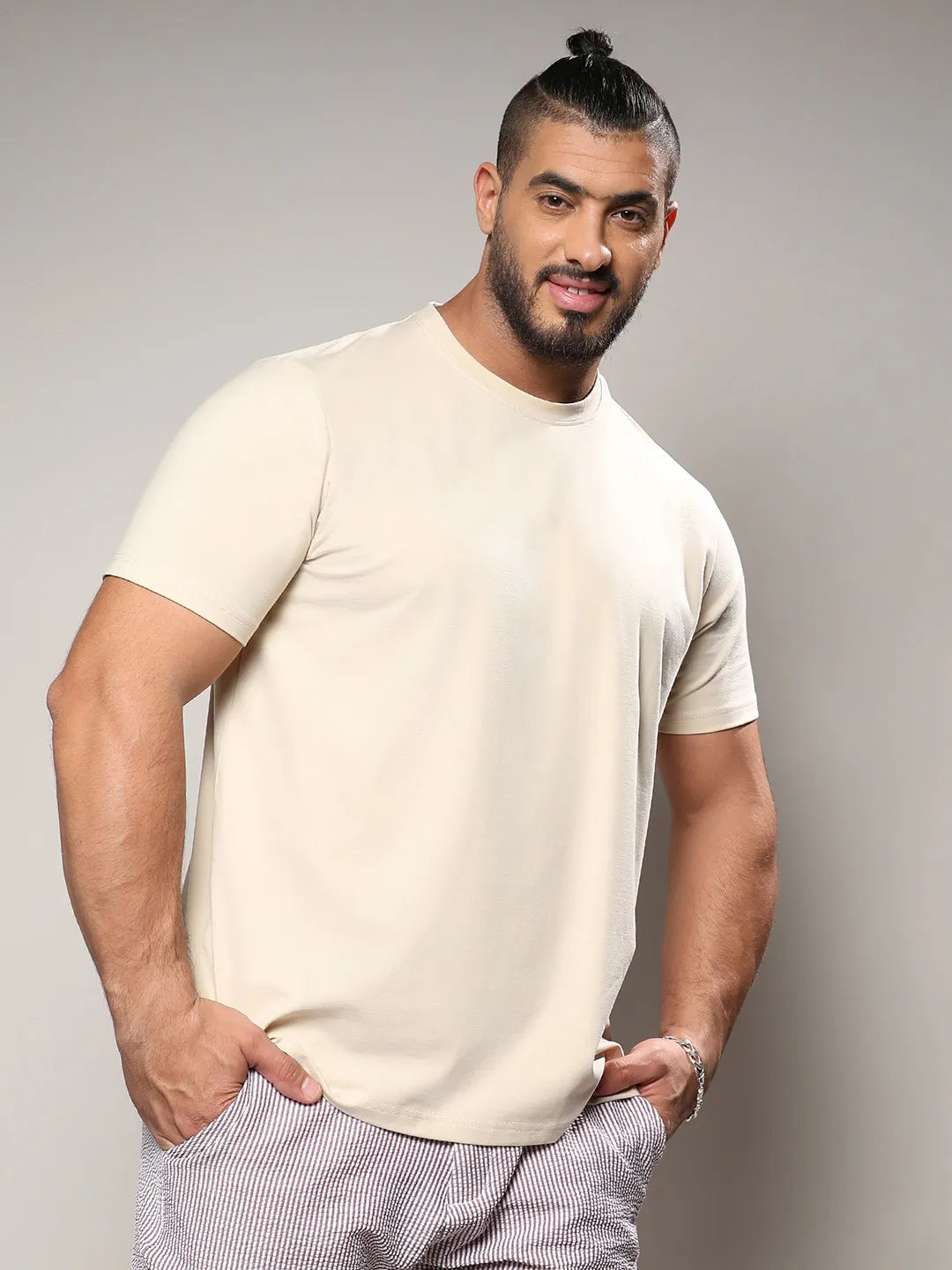 Beige Basic Regular Fit T-Shirt