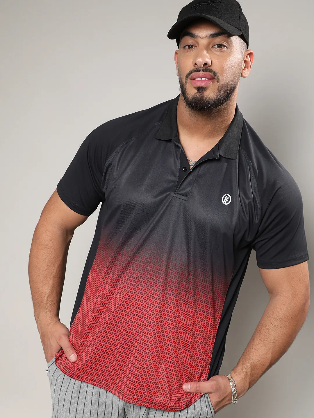 Black & Red Colourblocked Activewear T-Shirt