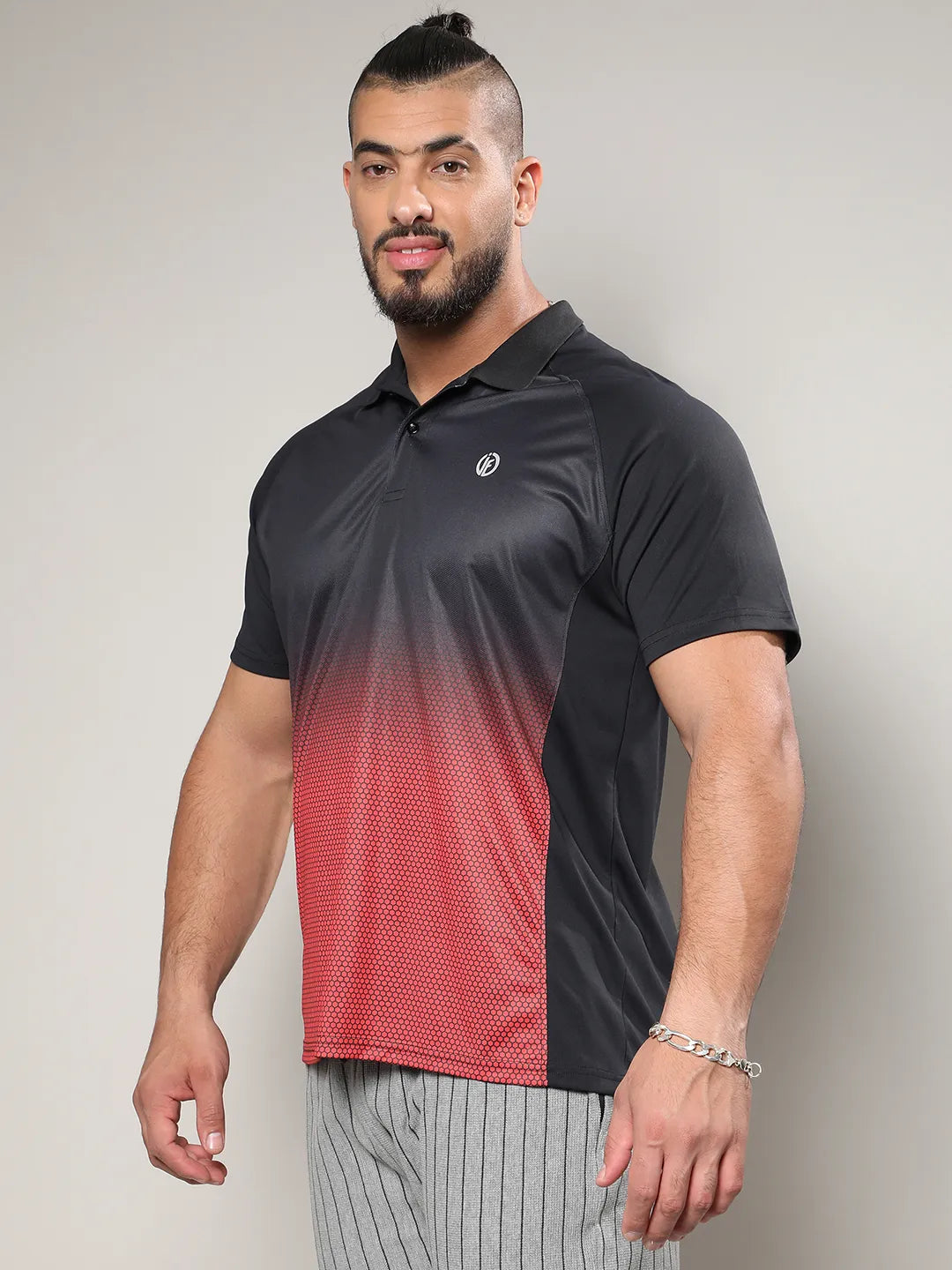 Black & Red Colourblocked Activewear T-Shirt