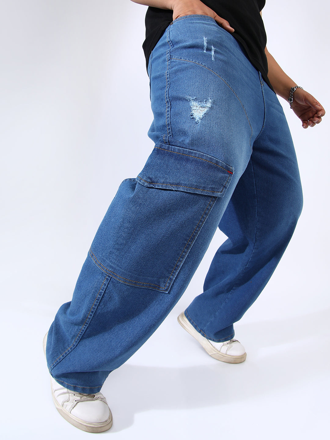 Asymmetrical Stitch Denim Jeans