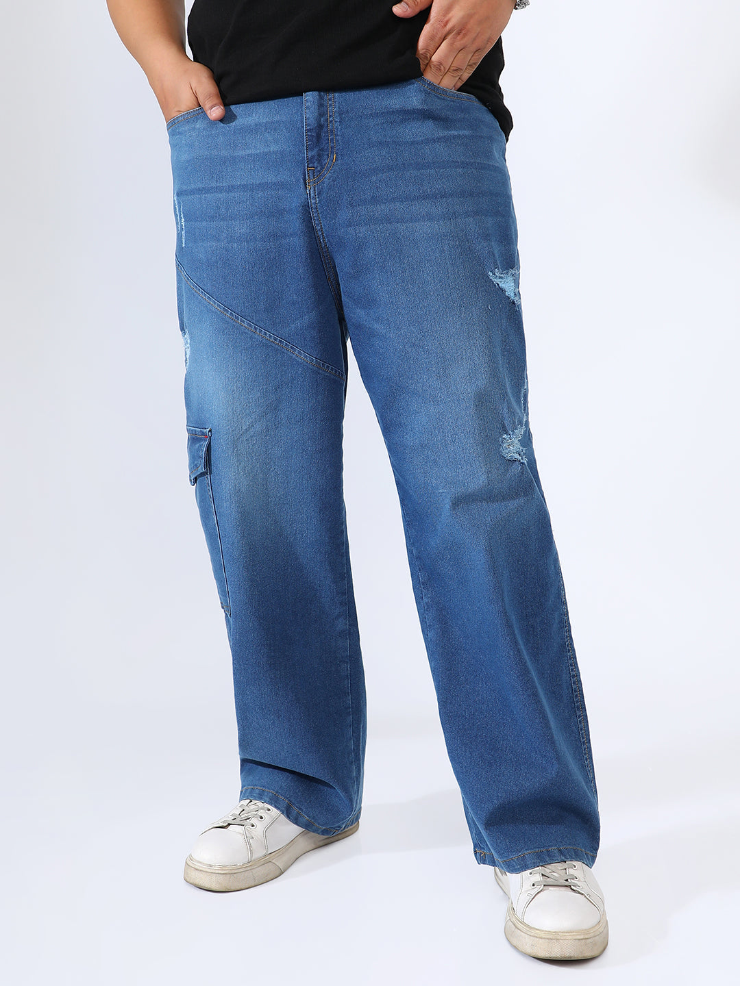 Asymmetrical Stitch Denim Jeans