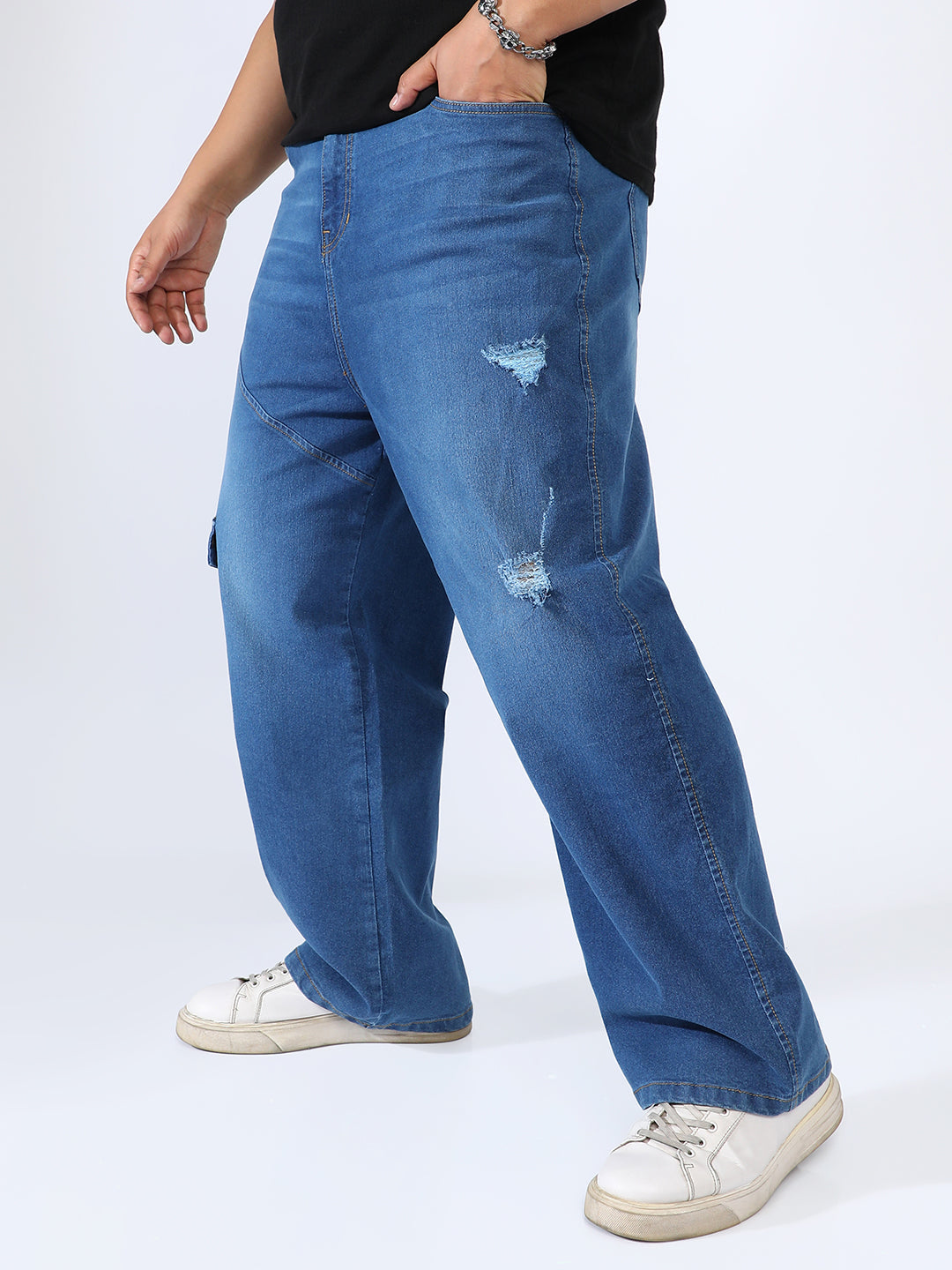 Asymmetrical Stitch Denim Jeans