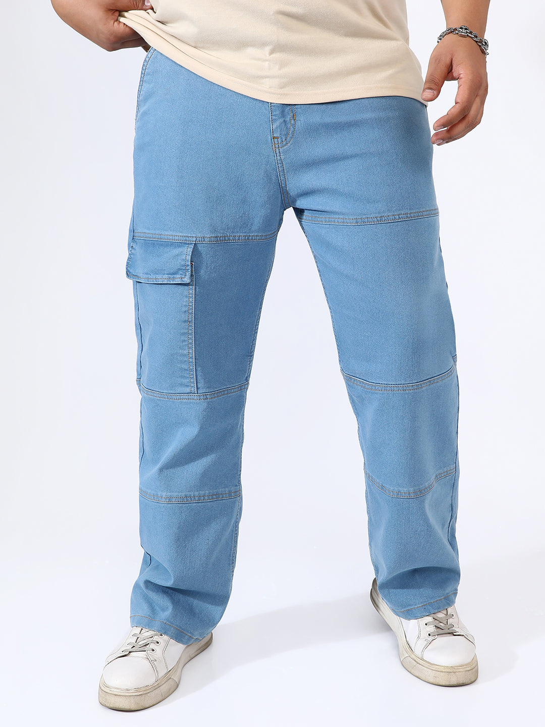 Panel Patch Pocket Denim Jeans