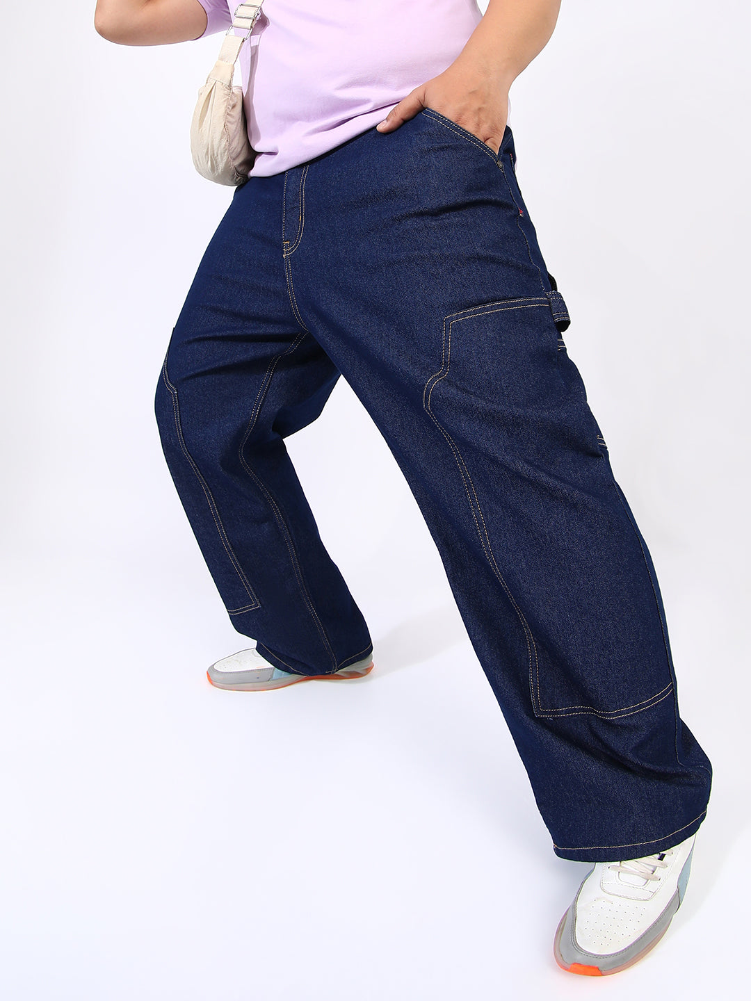 Paneled Patch Pocket Denim Jeans