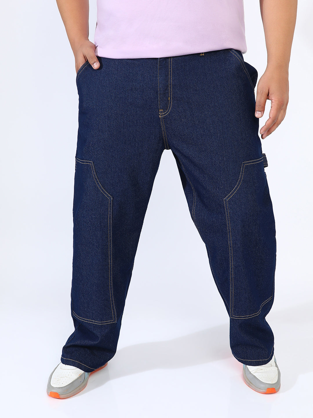 Paneled Patch Pocket Denim Jeans