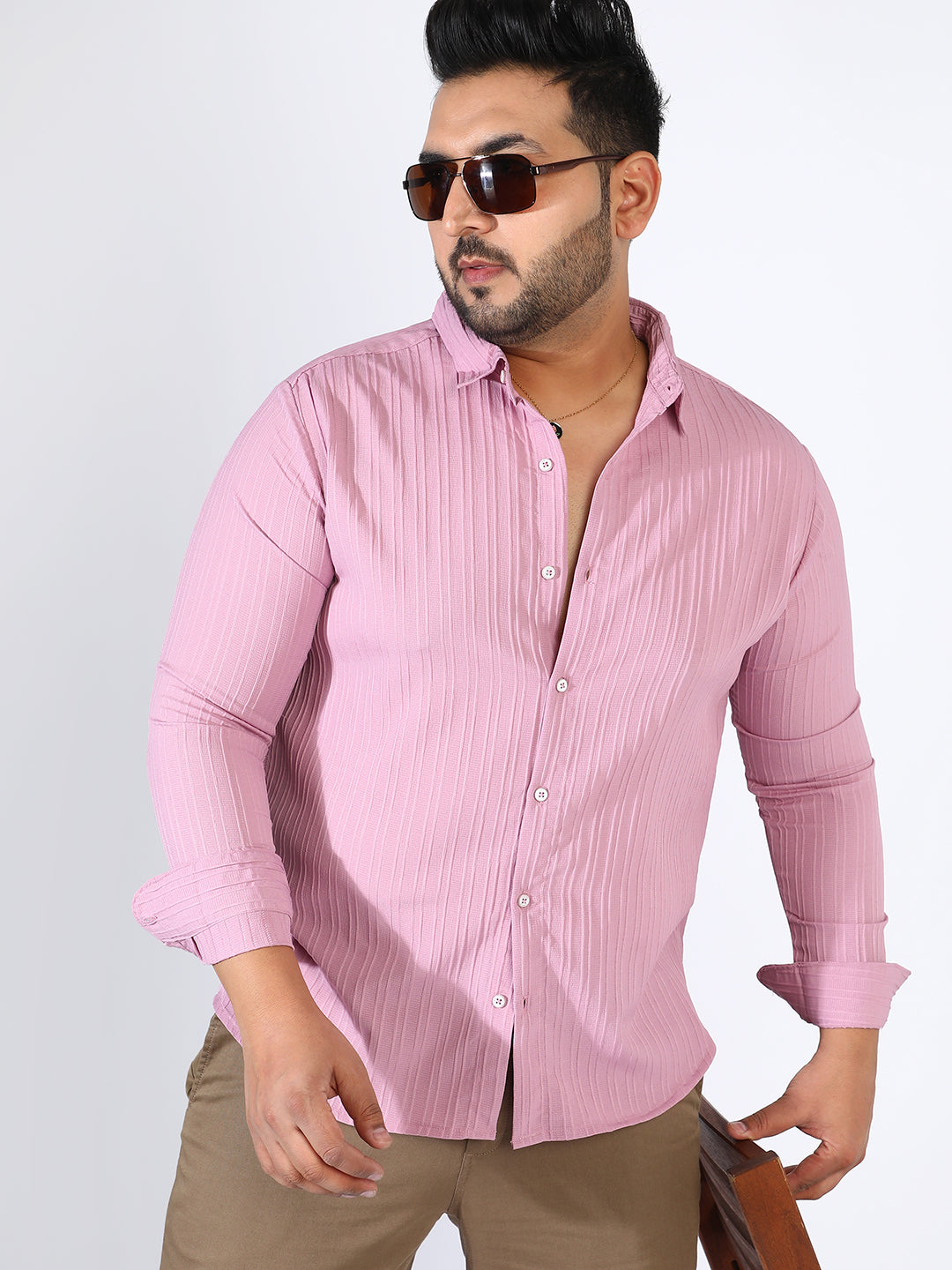 Self-Design Striped Shirt