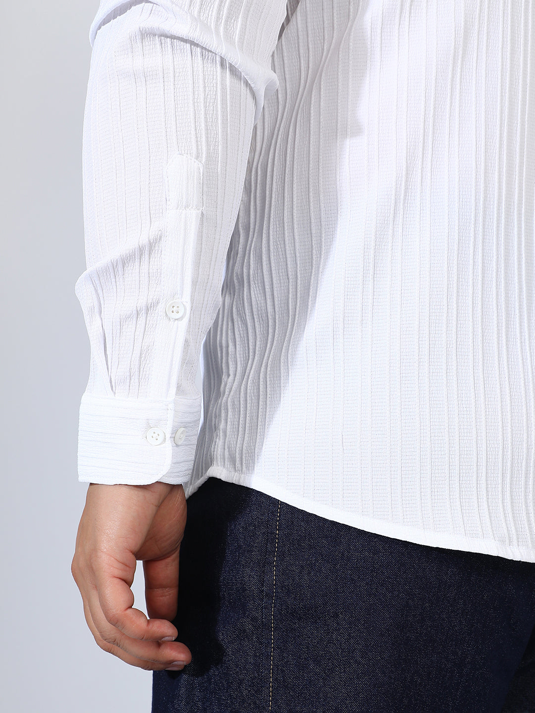 Self-Design Striped Shirt