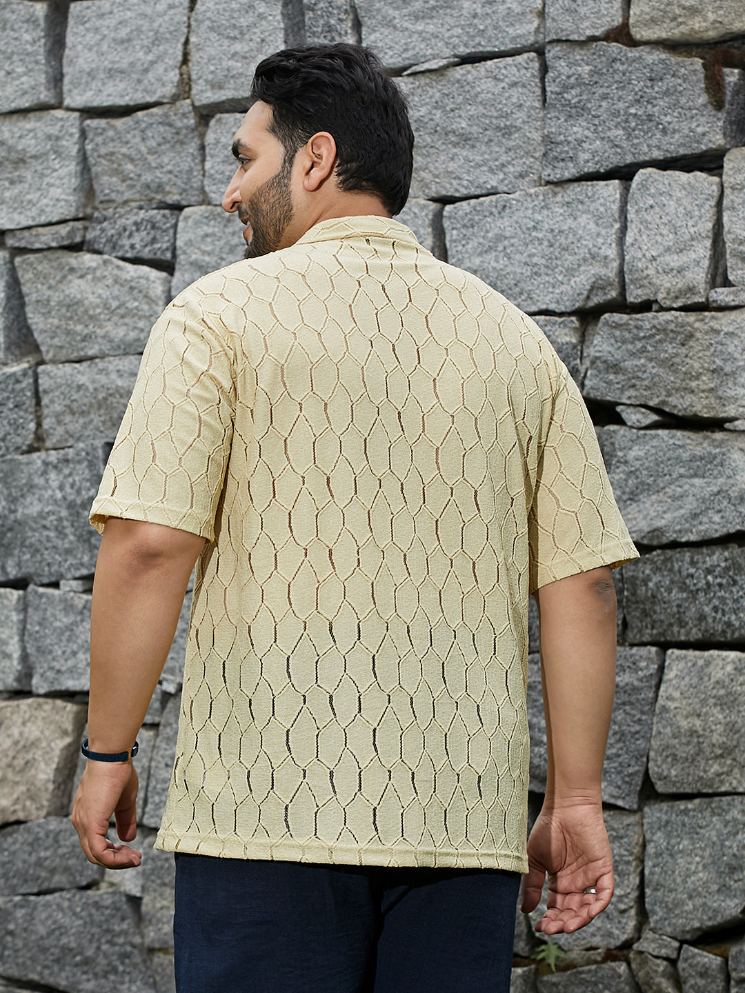 Honeycomb-Knit Polo T-Shirt