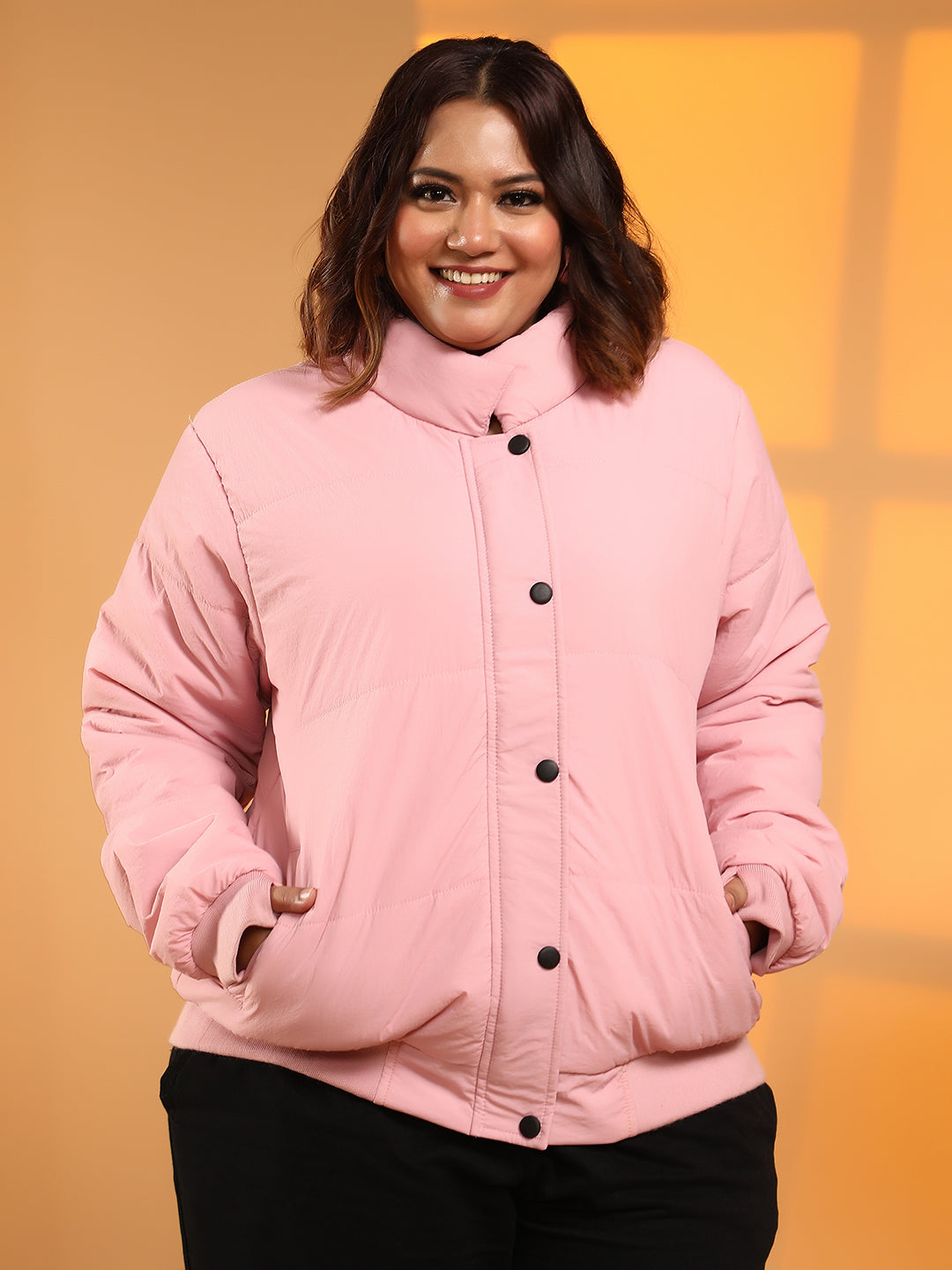 Puffer Jacket With Angled Open Pockets