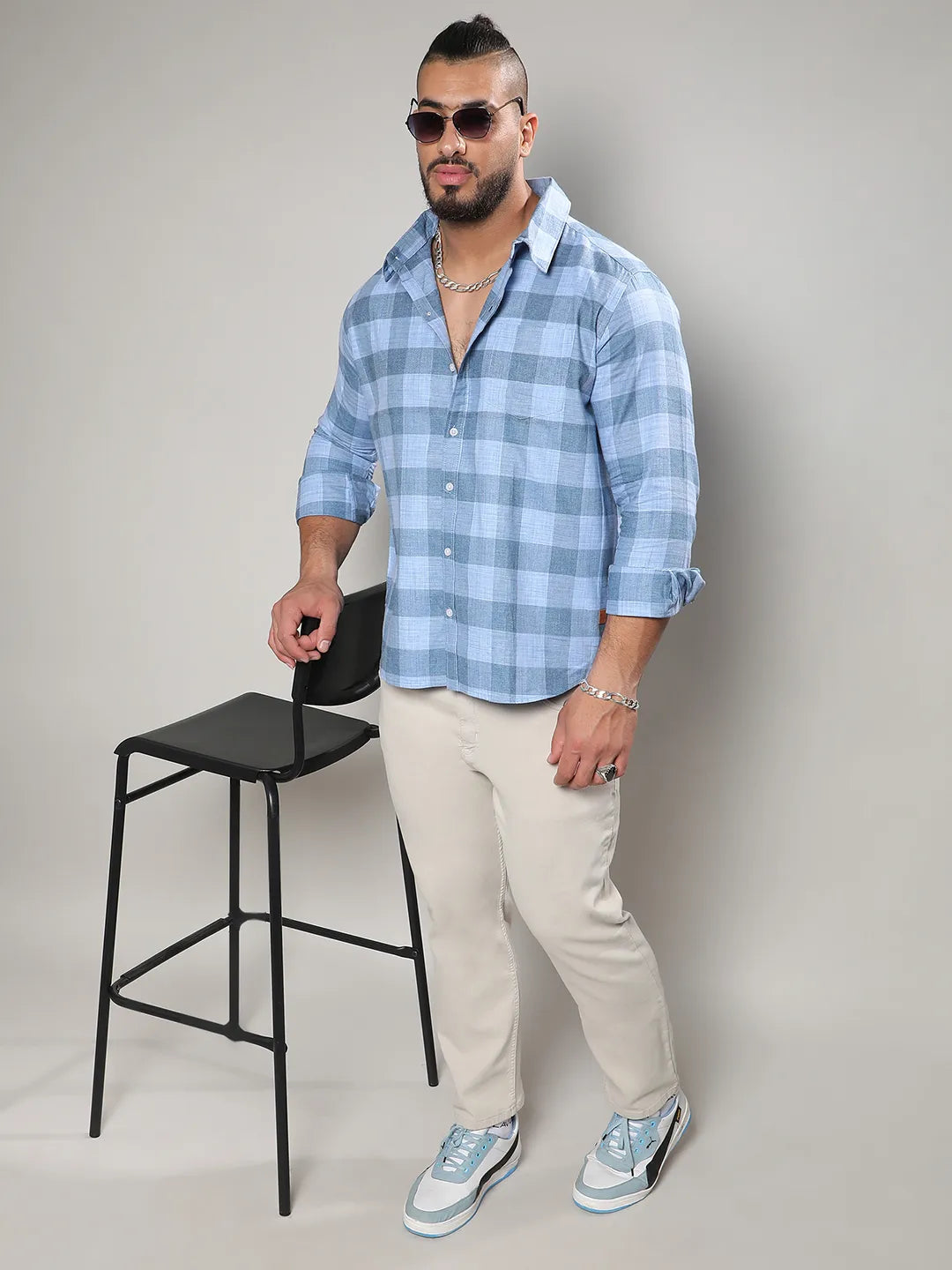 Cotton Blue Checks Shirt