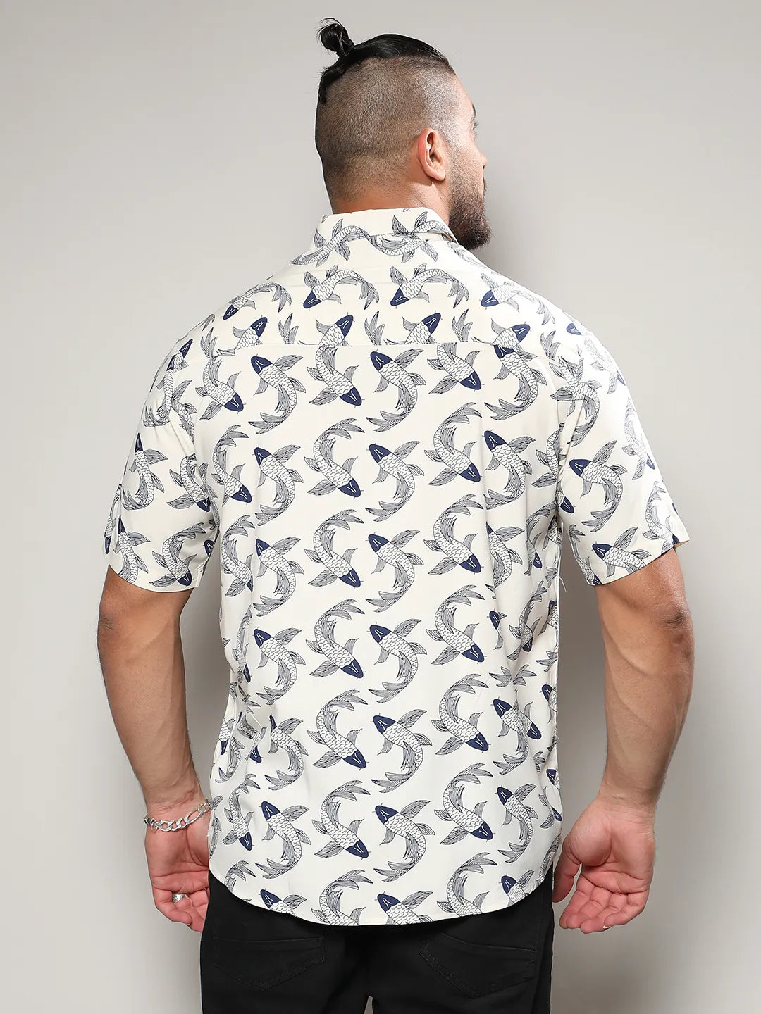 Fish Print Button Up Shirt