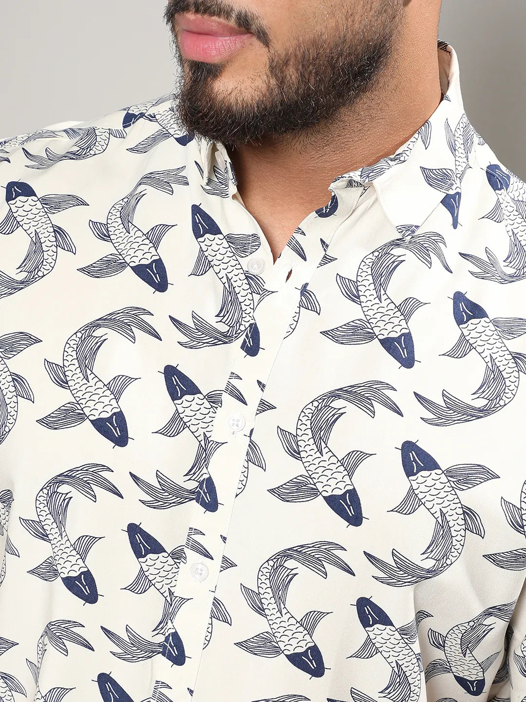 Fish Print Button Up Shirt