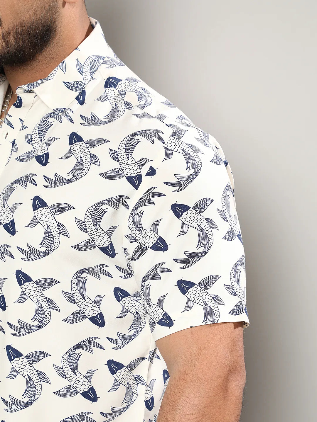 Fish Print Button Up Shirt