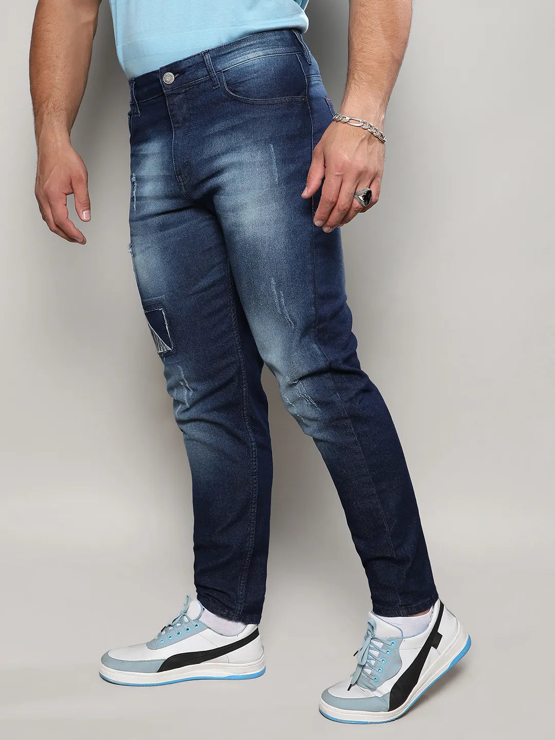 Front Patch Stylish Casual Denim Jeans