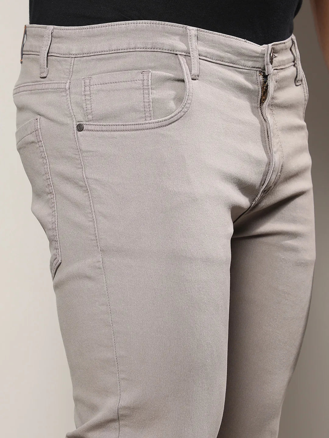 Grey Solid Denim Jeans