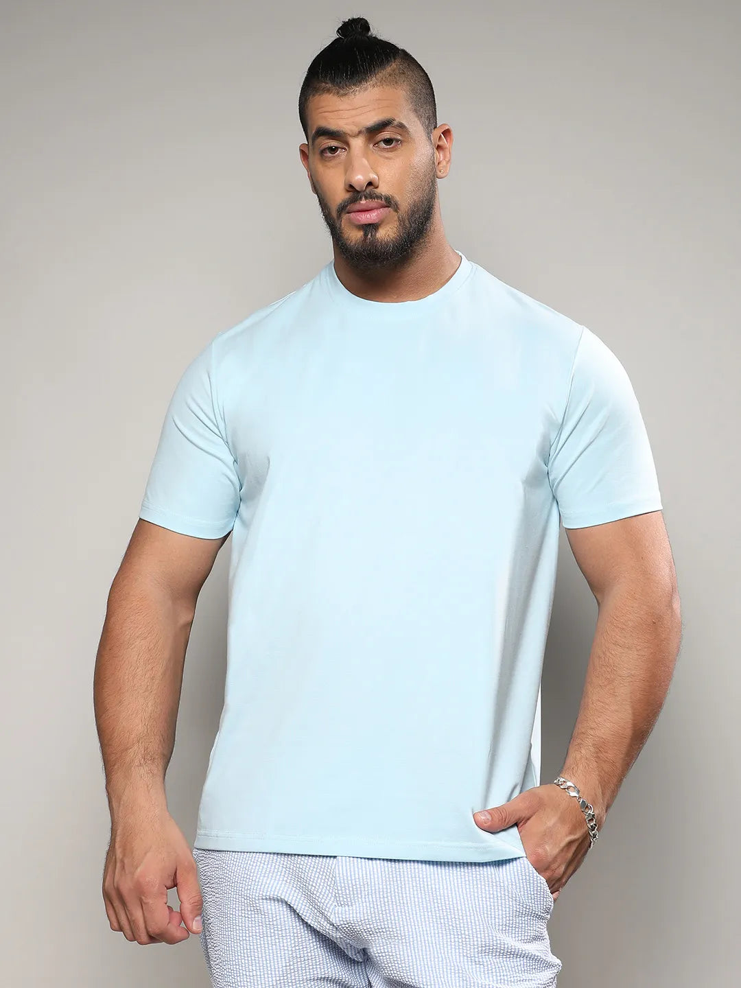 Icy Blue Basic Regular Fit T-Shirt