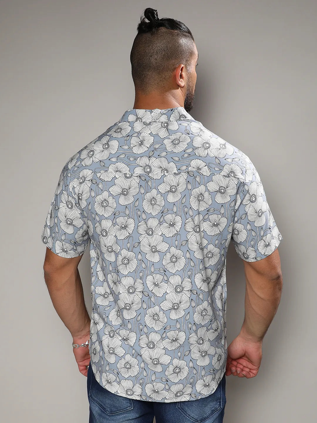 Icy Blue Botanical Print Shirt