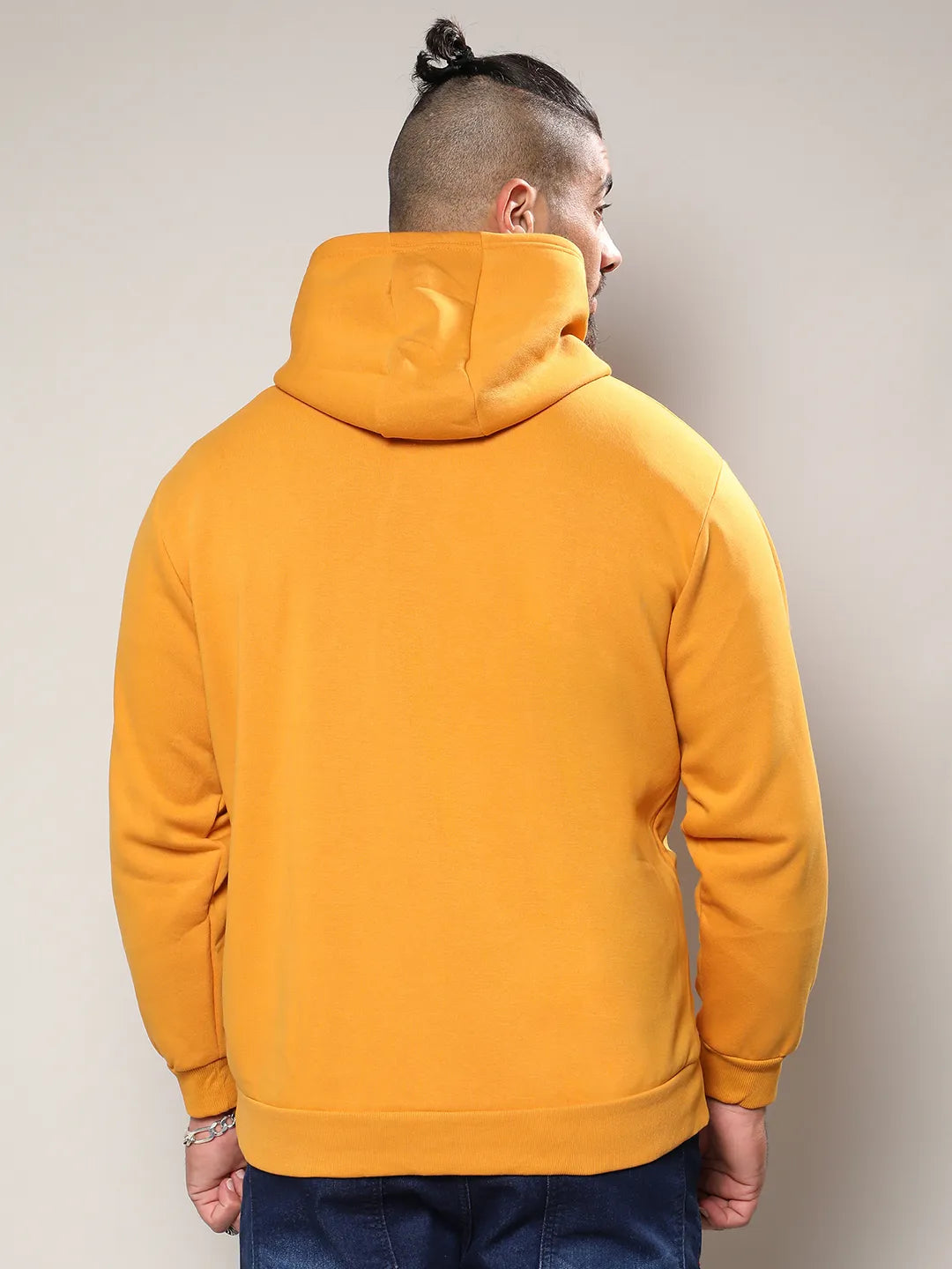 Mustard Yellow Basic Zip-Front Hoodie