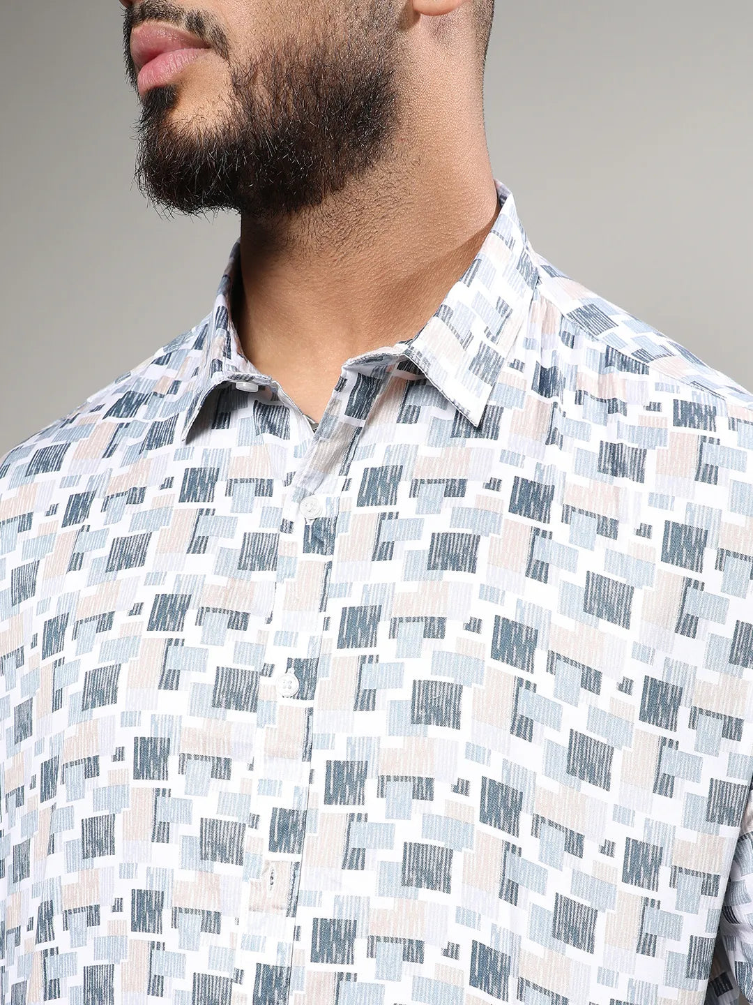 Blue Abstract Geometric Shirt