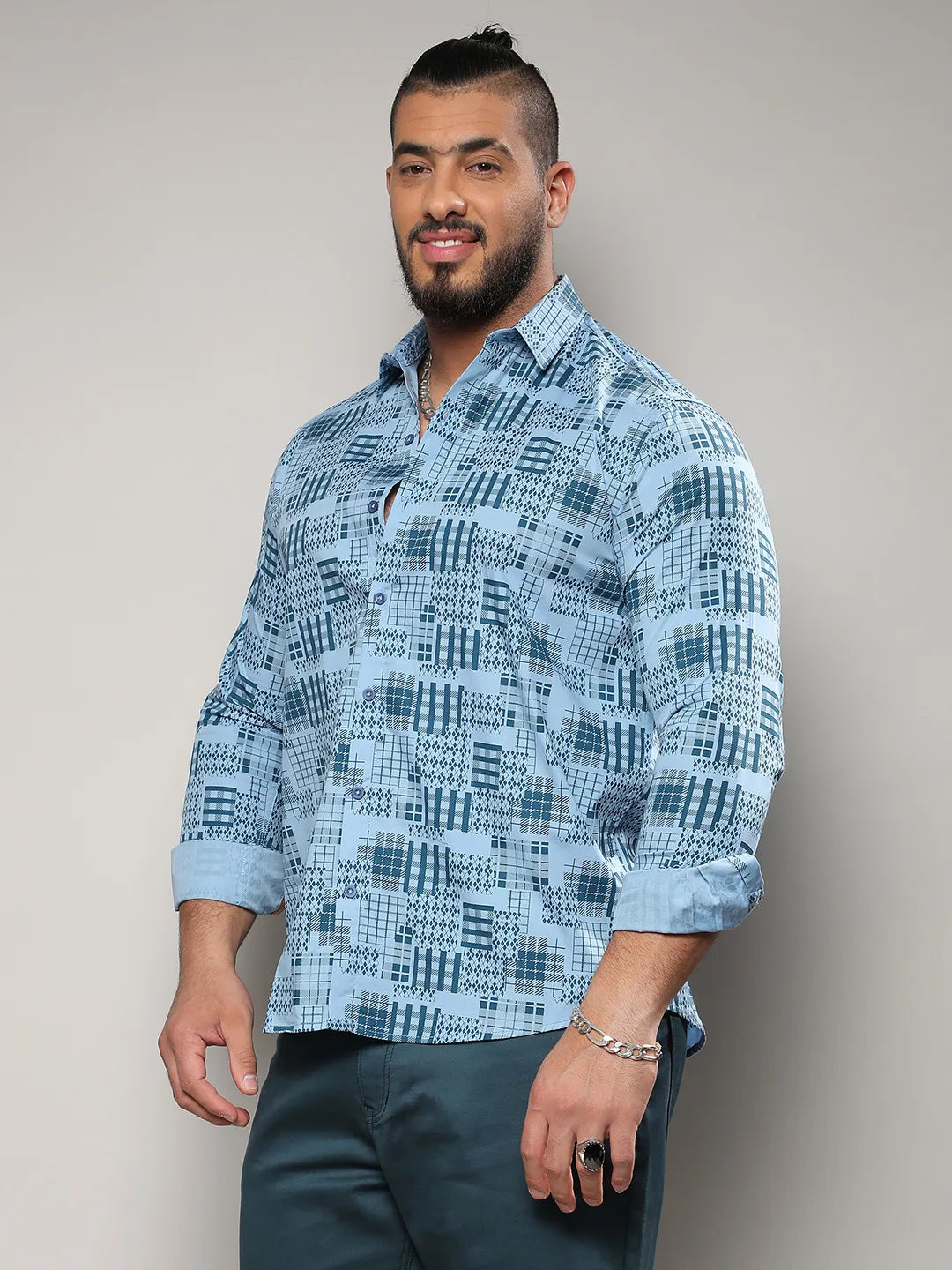 Blue Arygle Checkered Block Shirt