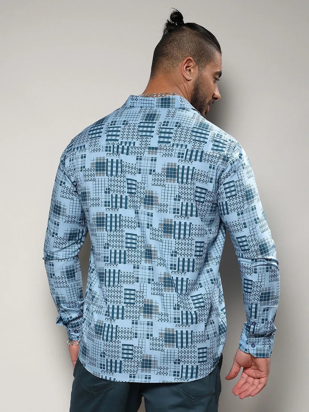 Blue Arygle Checkered Block Shirt