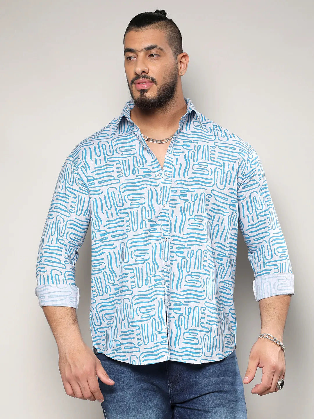 Blue Contrast Lines Shirt