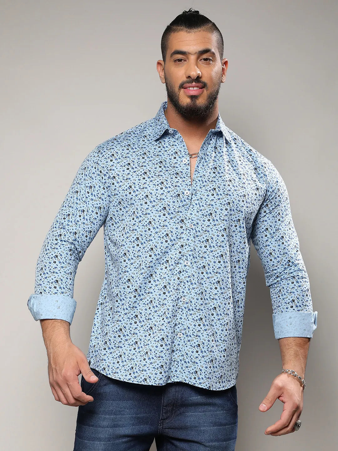 Blue Micro Floral Shirt