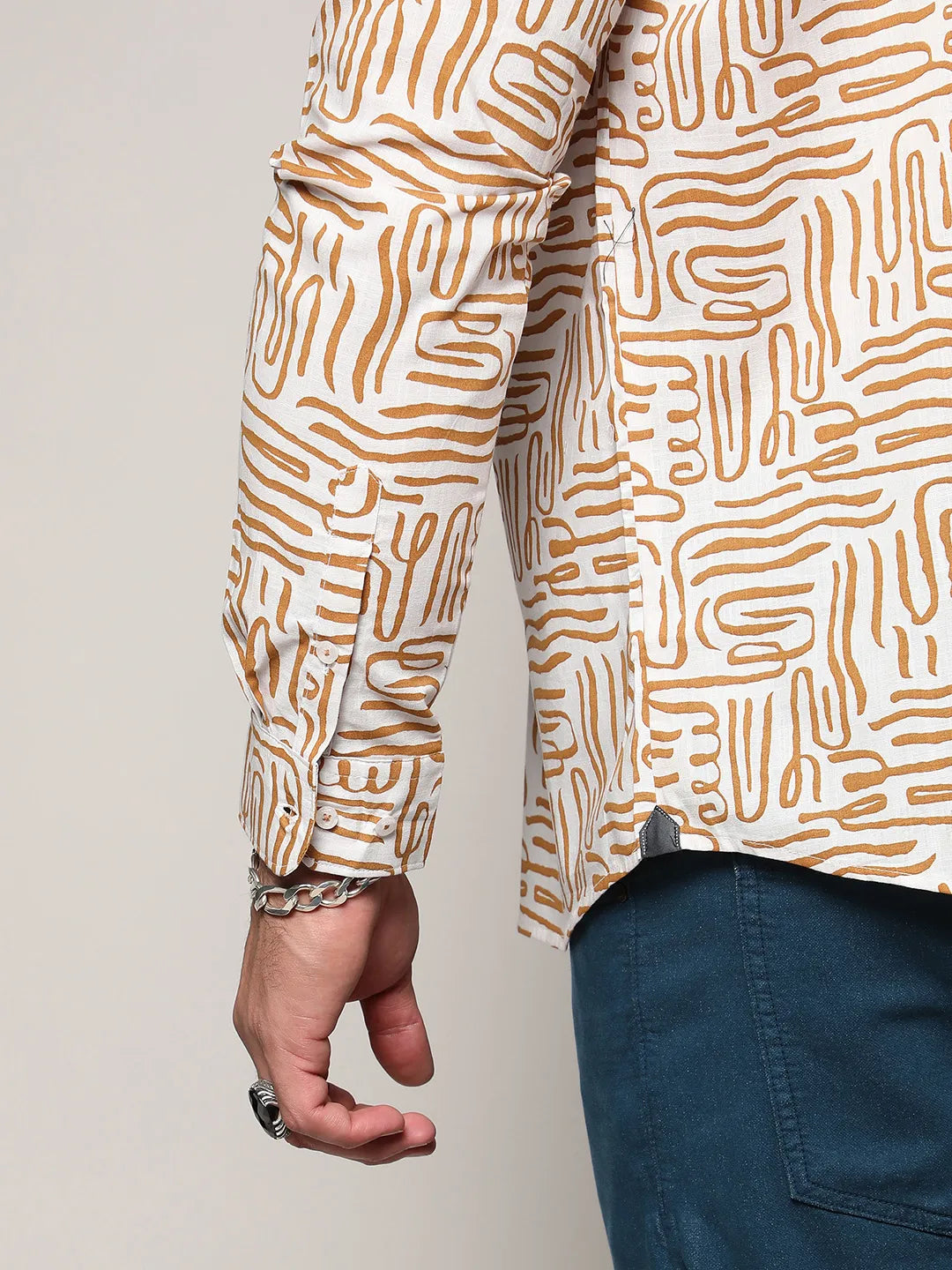 Brown Contrast Lines Shirt