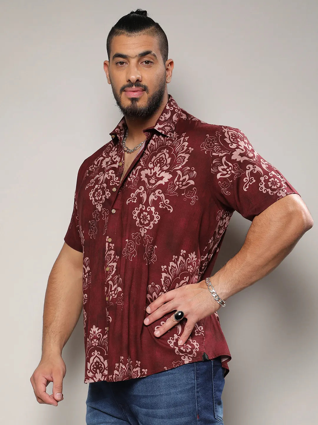 Brown Ethnic Motif Shirt