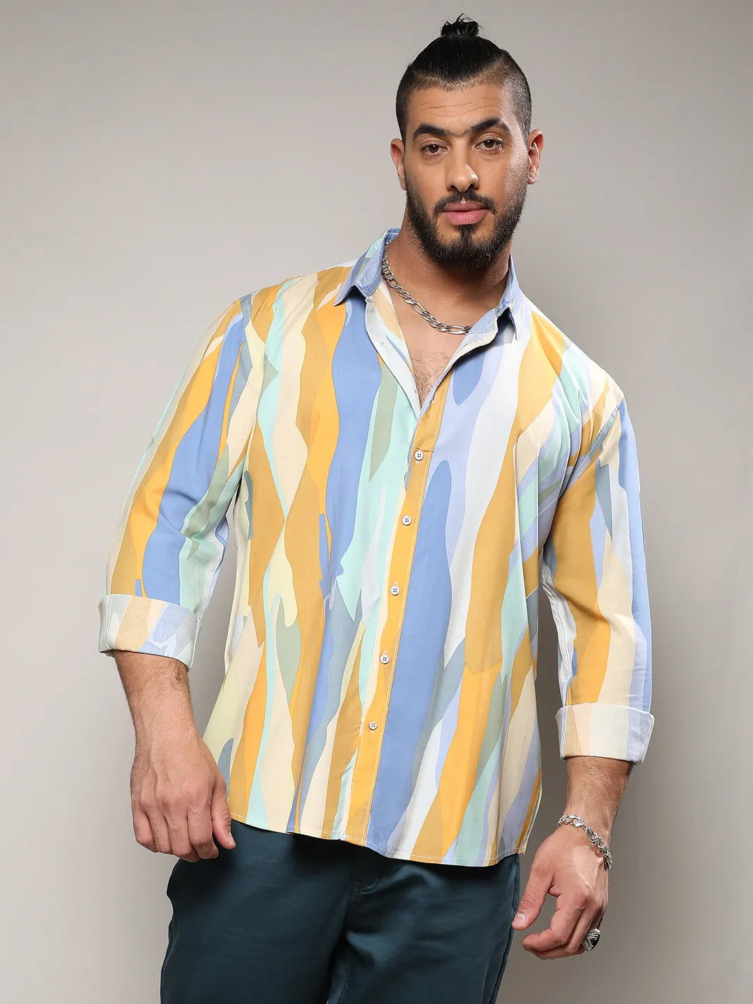 Multicolour Contrast Abstract Print Shirt