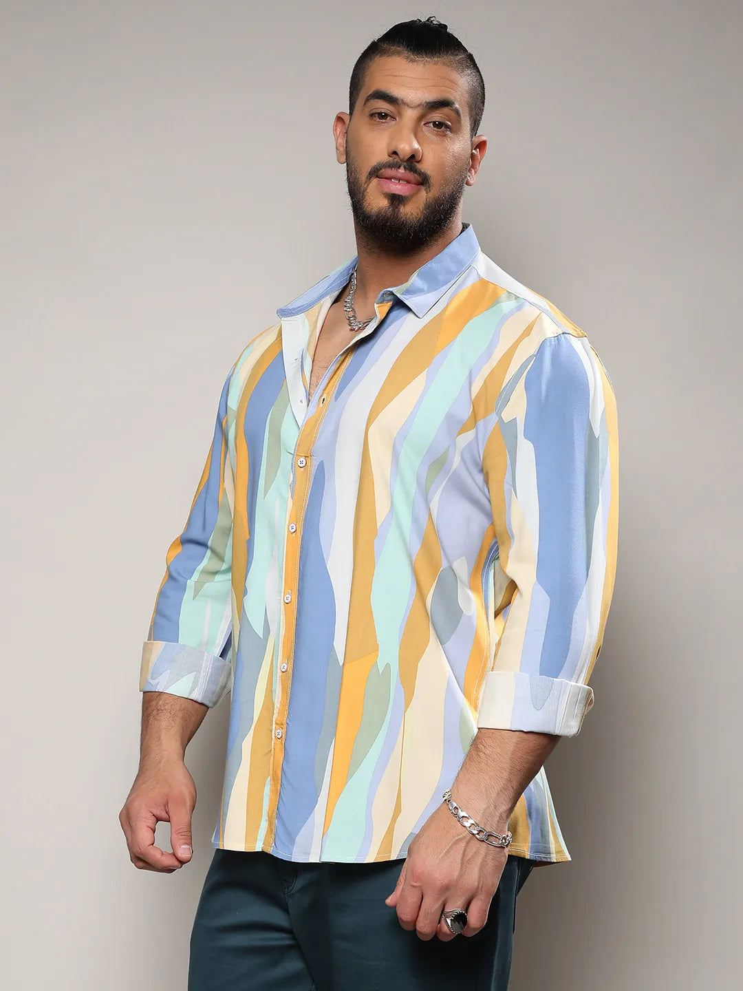 Multicolour Contrast Abstract Print Shirt