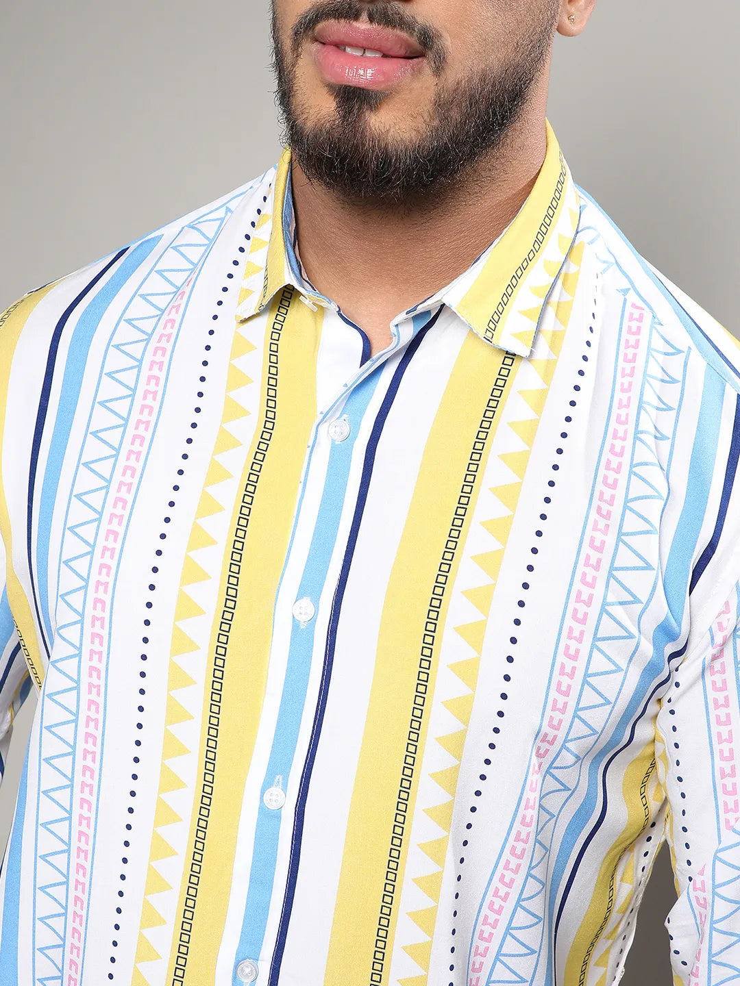 Multicolour Geometric Striped Shirt