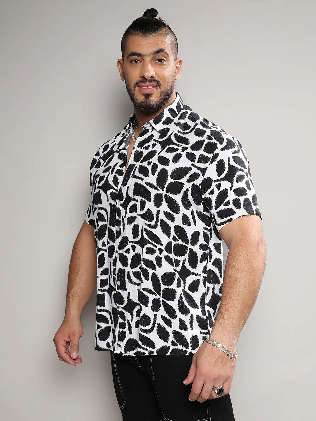 White & Black Contrast Block Shirt