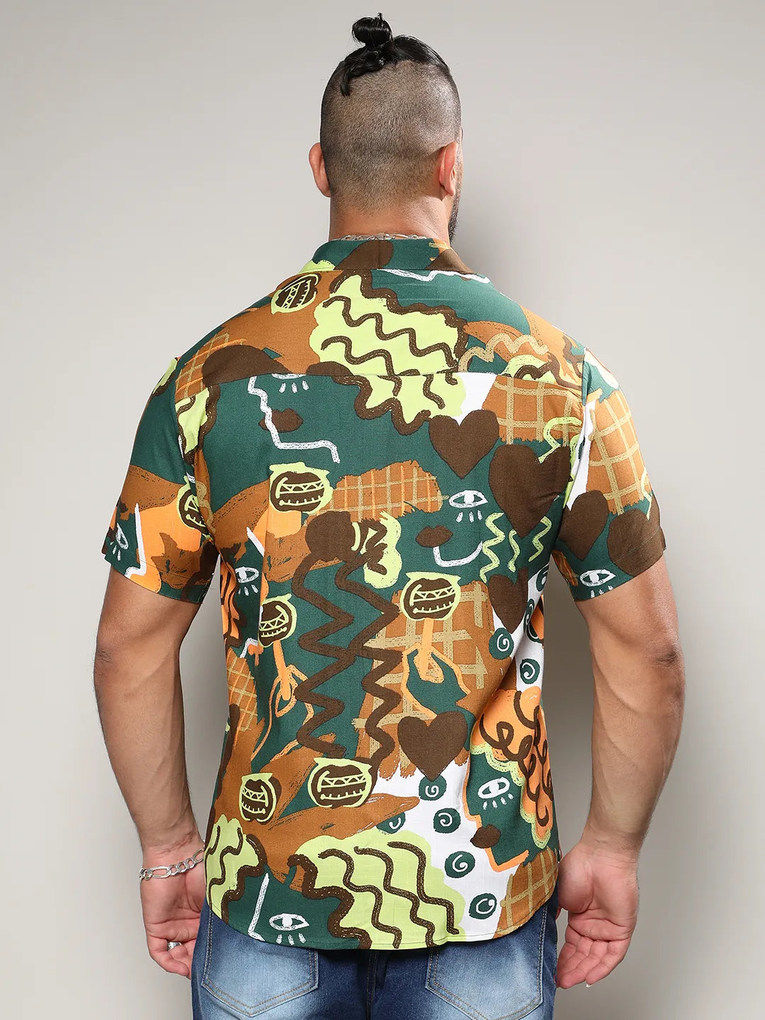 Mustard Yellow & Forest Green Artistic Romance Shirt