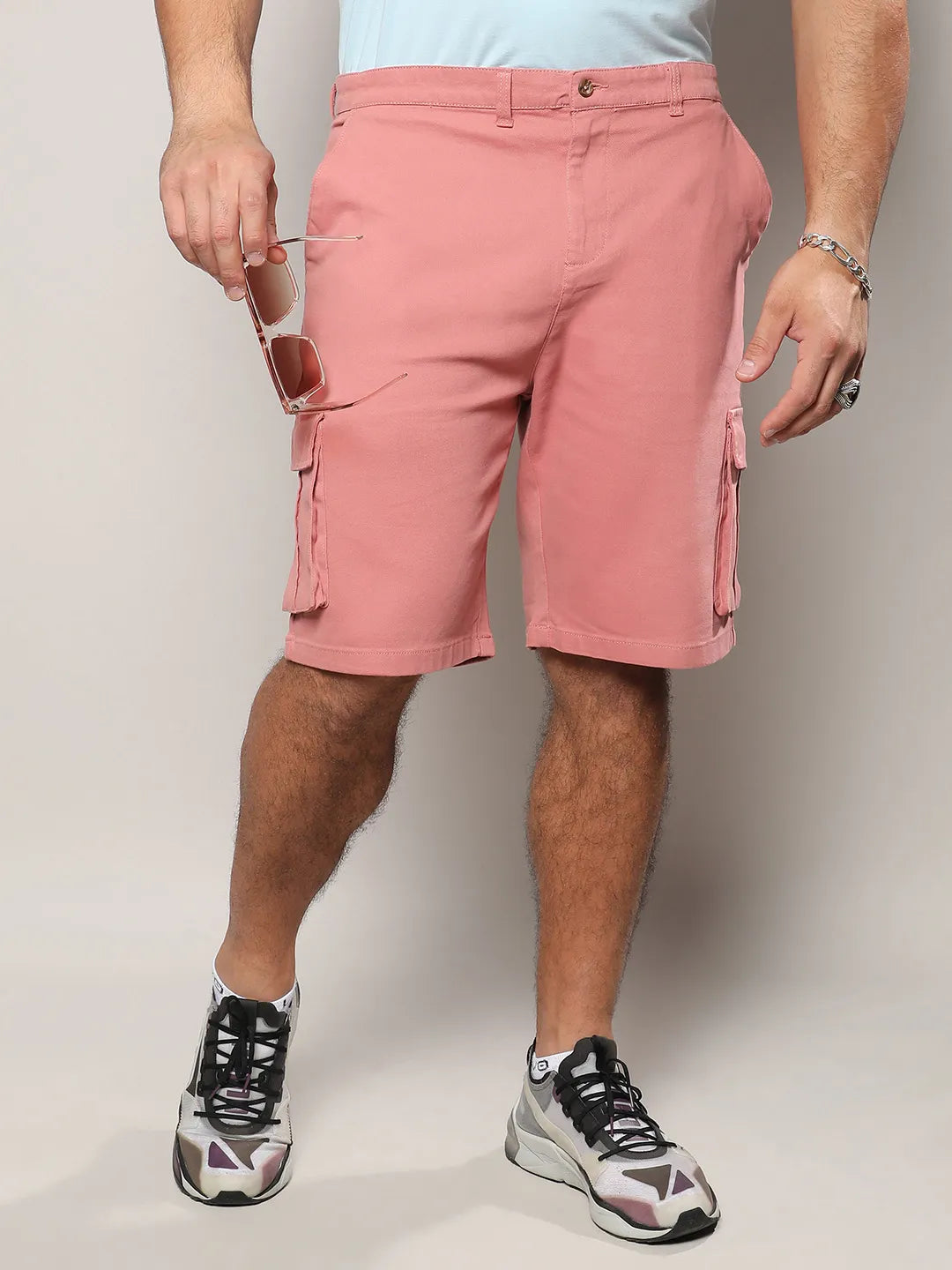 Plus Size Nude Pink Cargo Shorts Sizes 38 44 Instafab Plus