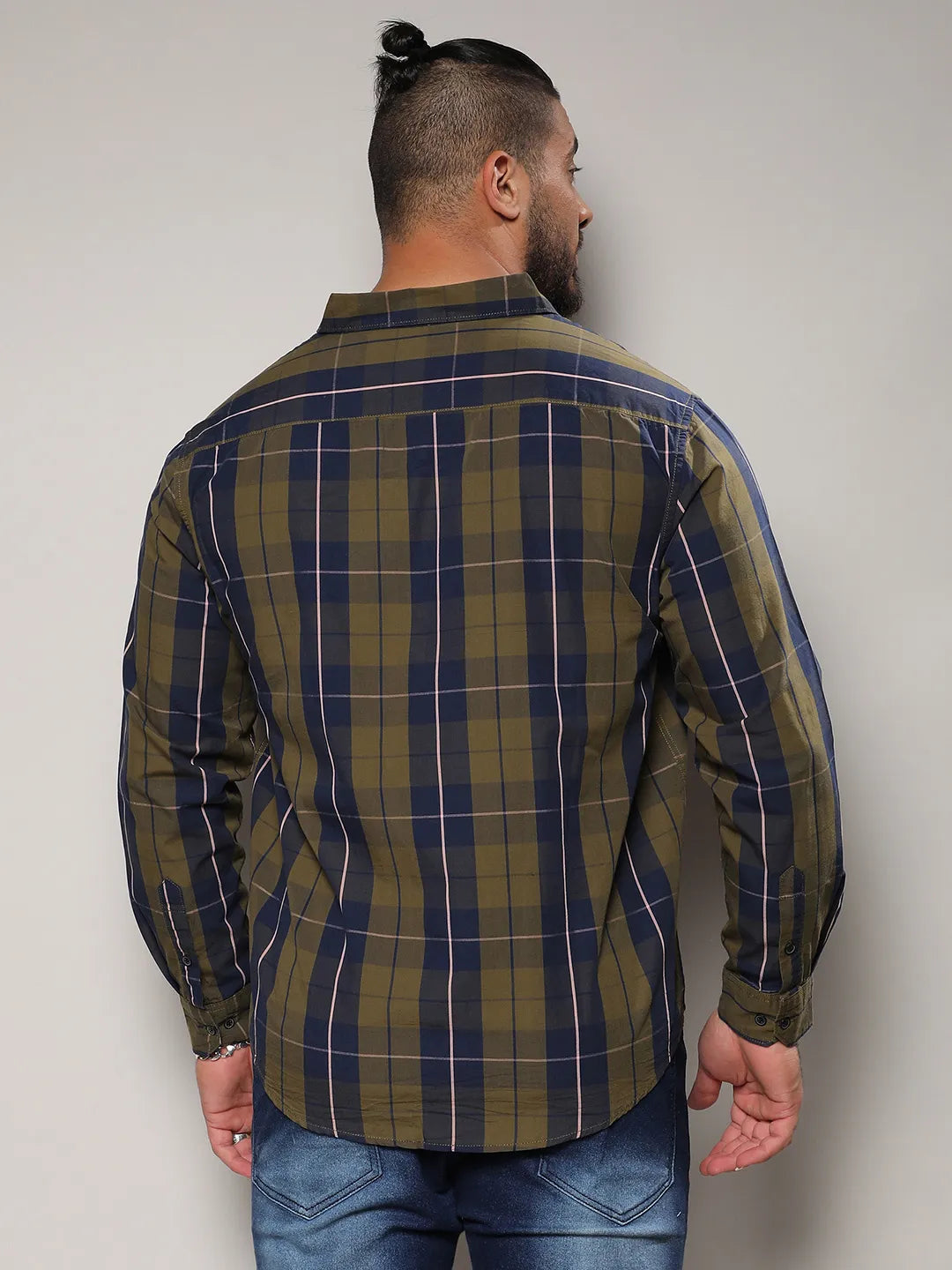 Olive Green Tartan Plaid Shirt