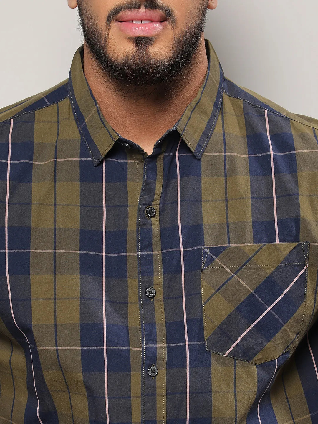 Olive Green Tartan Plaid Shirt