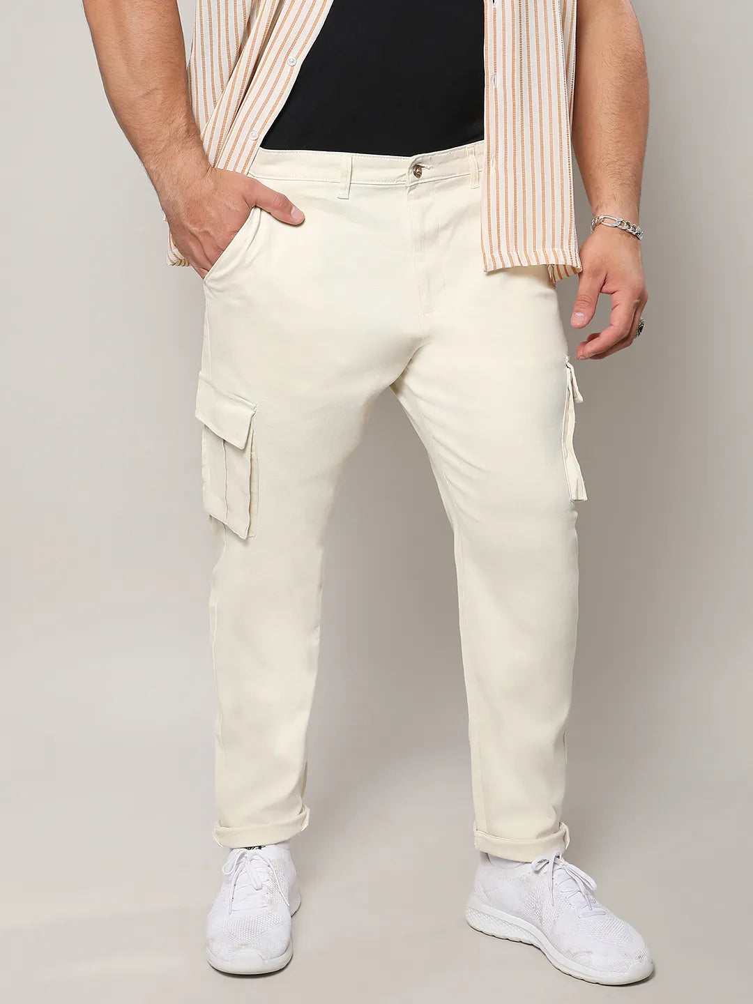 Pale Yellow Cargo Trousers