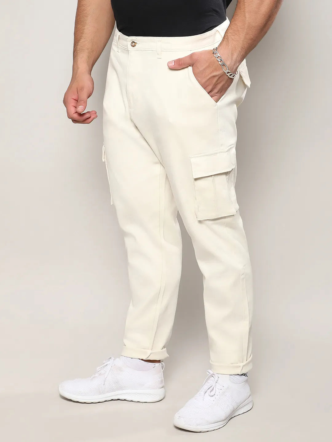 Pale Yellow Cargo Trousers