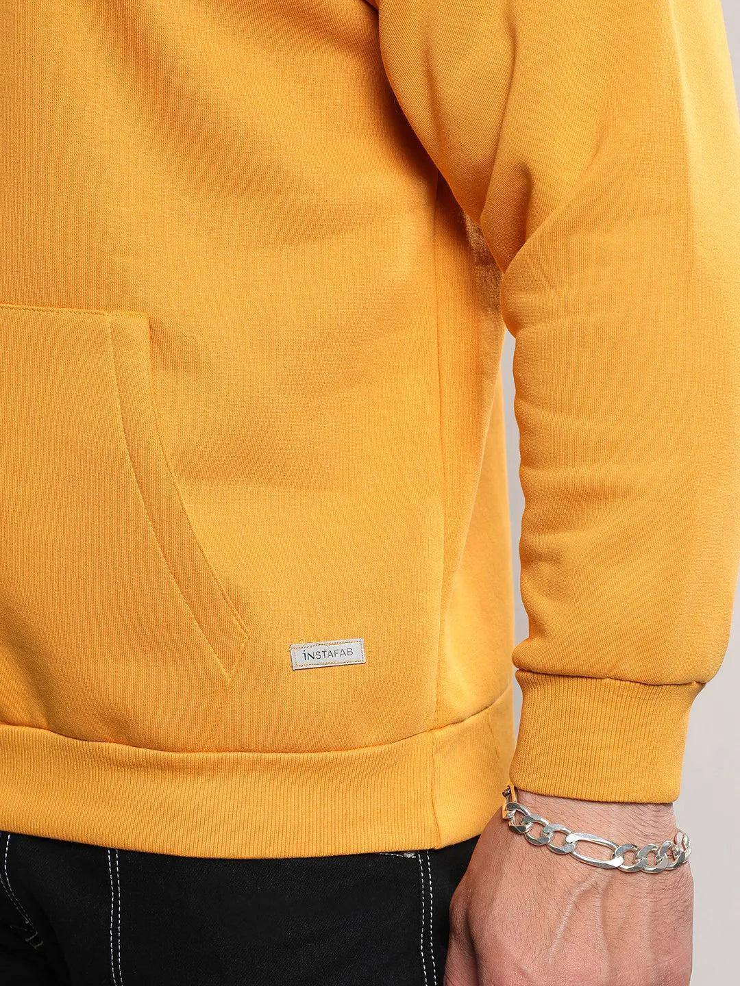 Mustard Yellow Basic Hoodie With Kangaroo Pocket