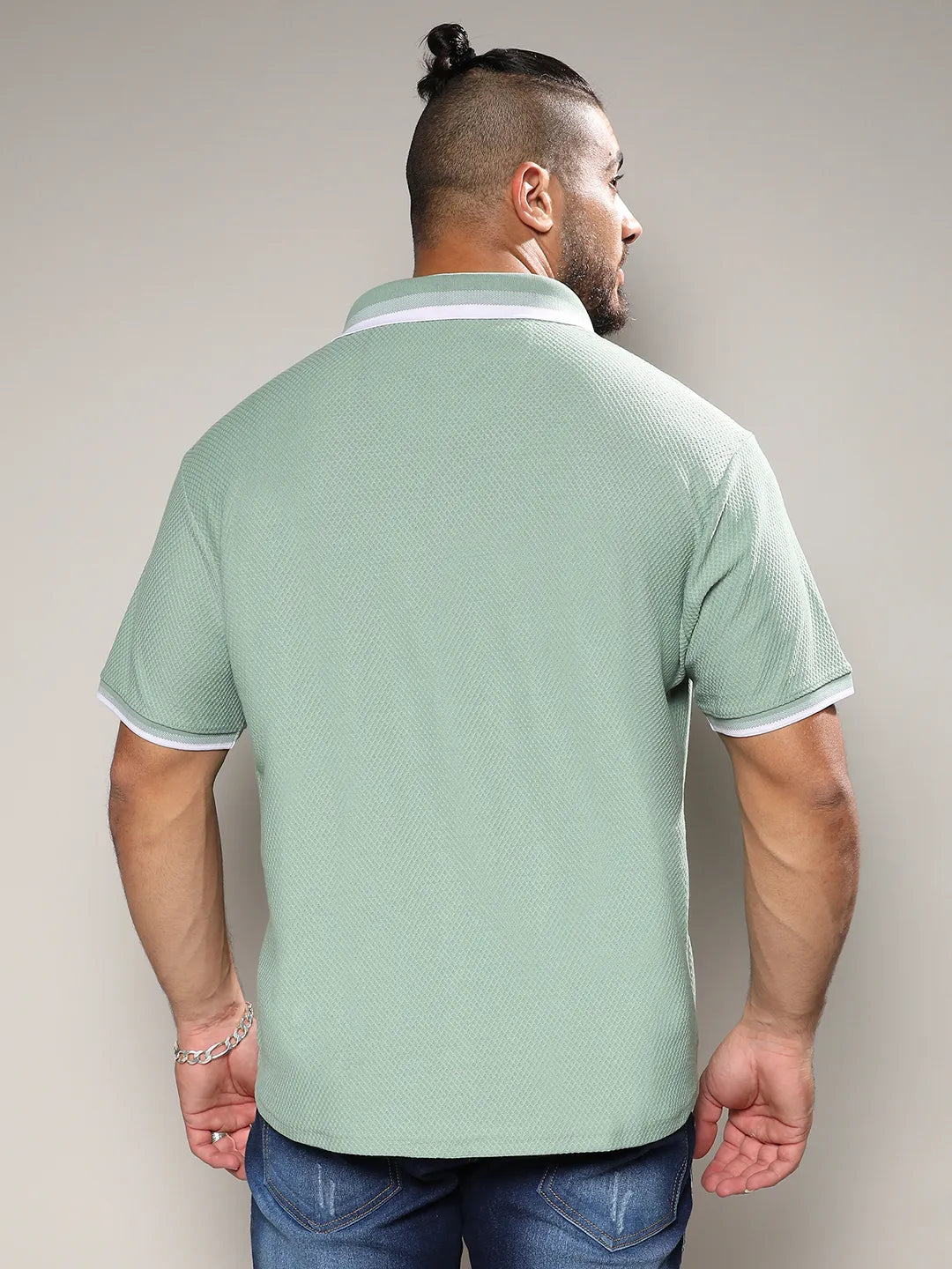 Sage Green Contrast Hem Shirt