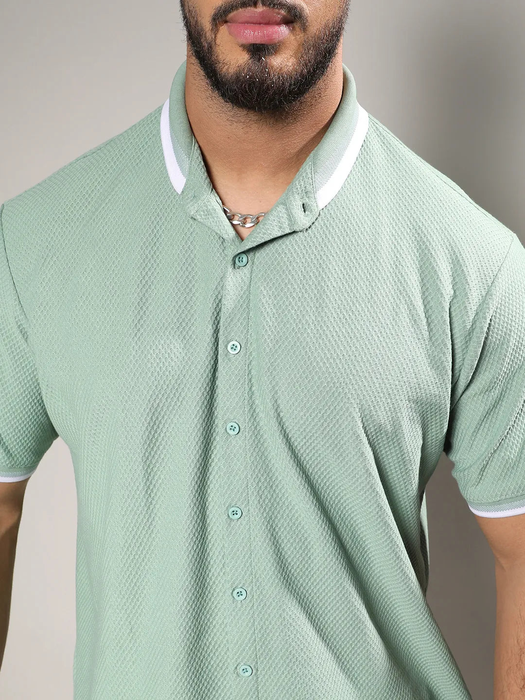 Sage Green Contrast Hem Shirt