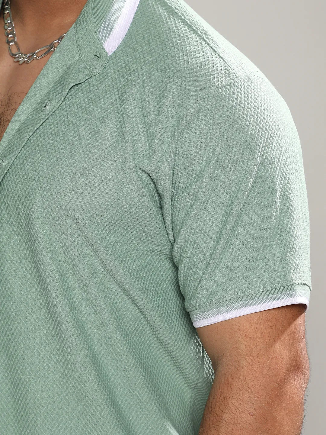 Sage Green Contrast Hem Shirt