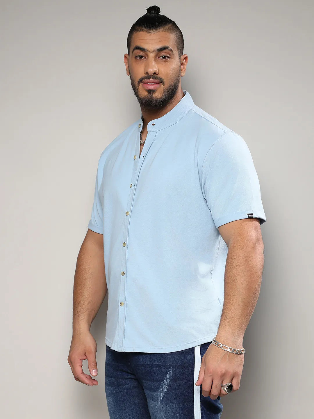 Solid Light Blue Casual Shirt