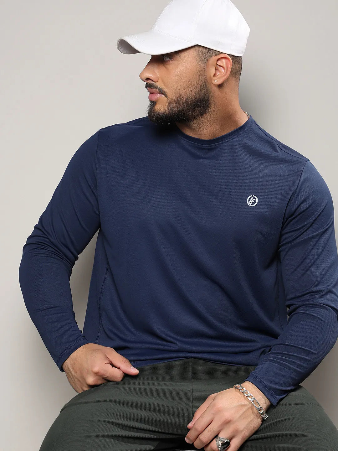 Solid Navy Blue Activewear T-Shirt