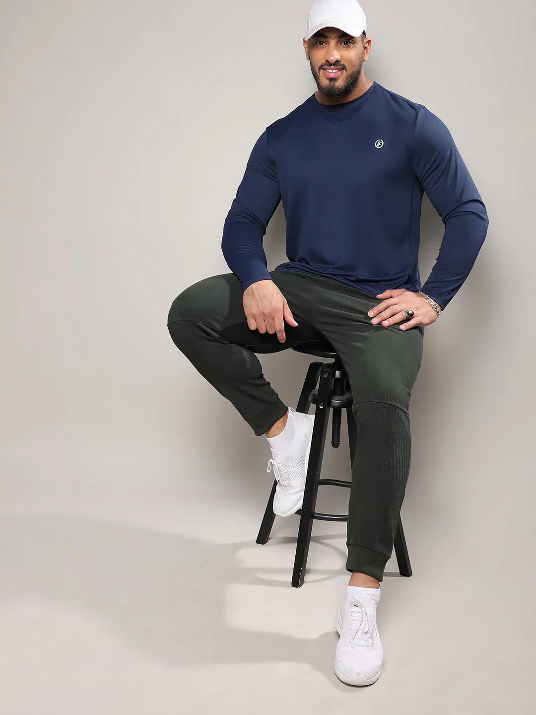 Solid Navy Blue Activewear T-Shirt