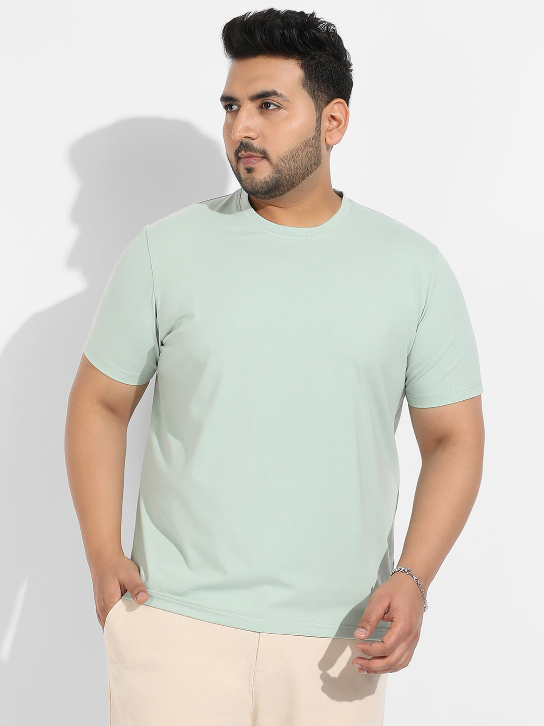 Sage Green Basic Regular Fit T-Shirt