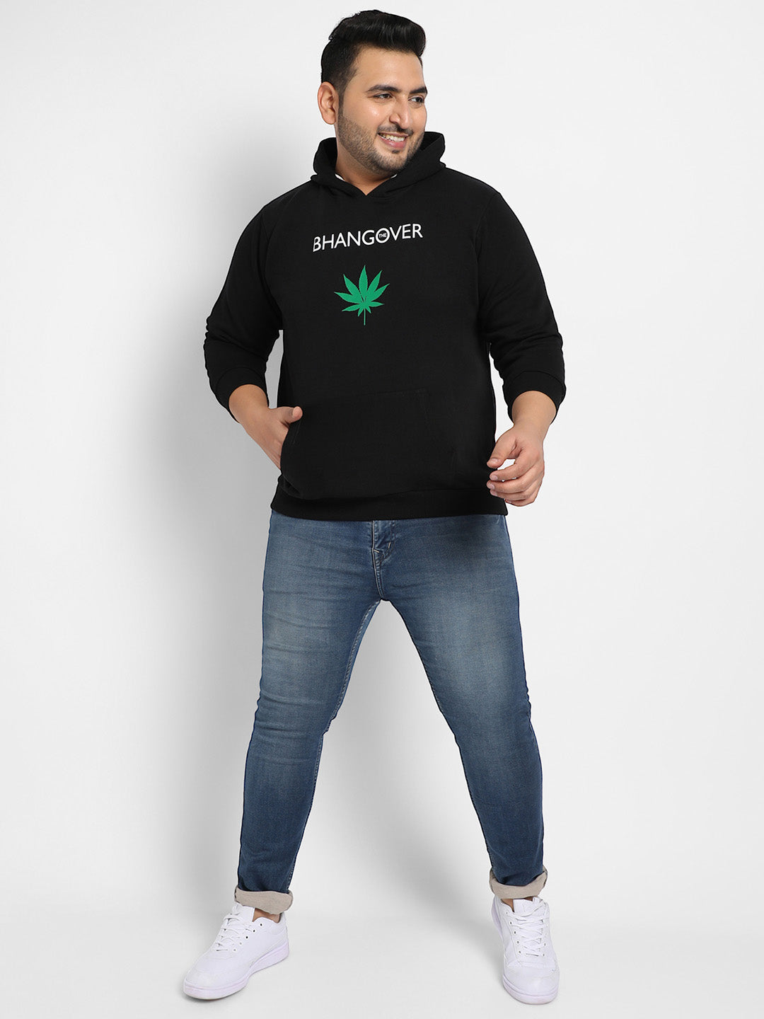 Black Bhangover Hoodie With Kangaroo Pocket