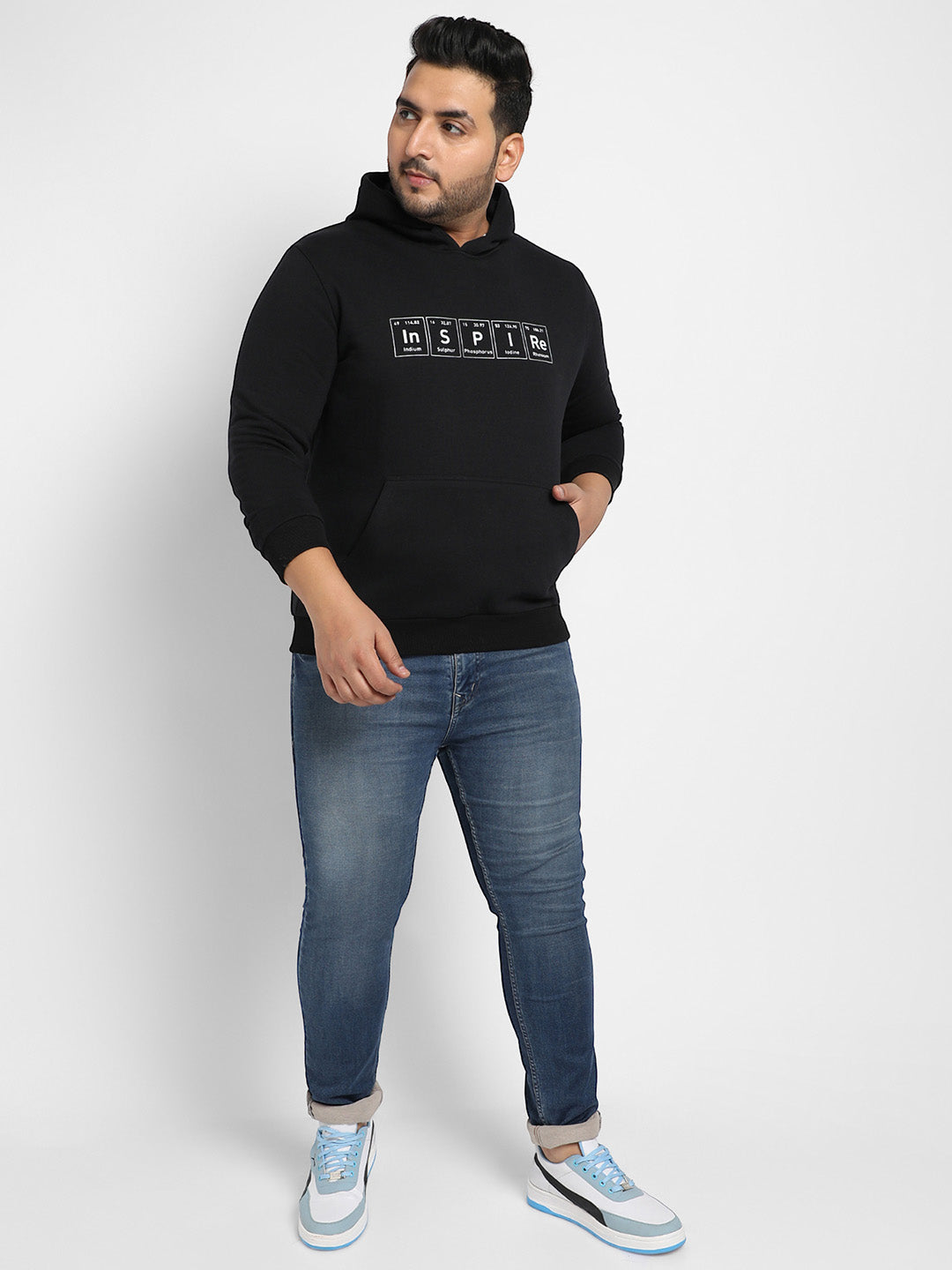 Black Inspire Hoodie With Kangaroo Pocket